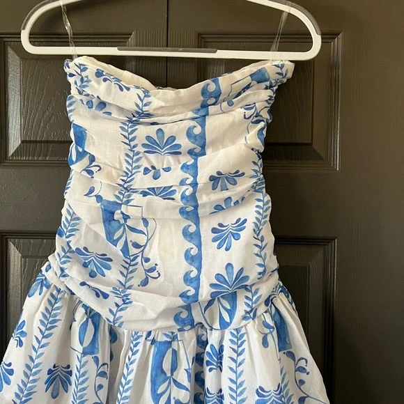 Peppermayo Blue and White Patterned Dress - Picture 2 of 3